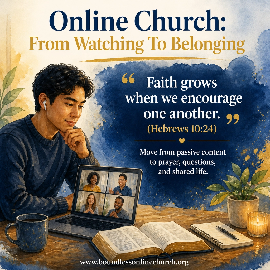 Young adult moving from passive online content into active Bible-centered participation